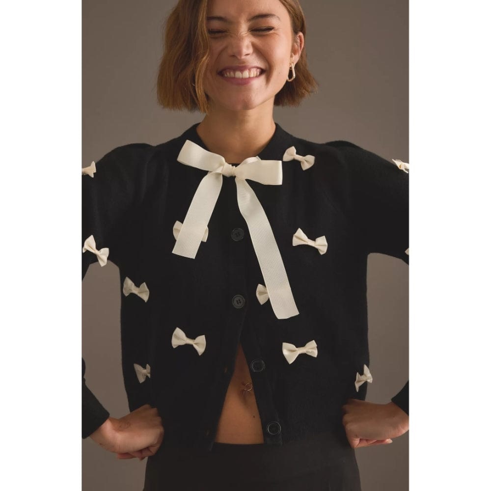 NWT Never Fully Dressed Bow Sophie Cardigan In Black - Picture 3 of 7